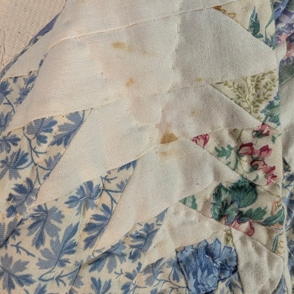 Vintage Quilted Floral Zip Jacket – Women's Large Blue White Pastel - Picture 4 of 11